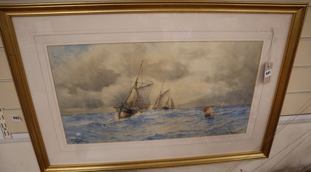 William Henry Pearson, watercolour, Off The Solent, signed, 36 x 67cm